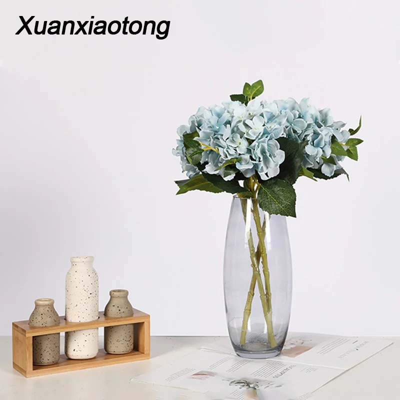 Xuanxiaotong 1 шт. искусственный цветок гортензии шелковые ветви с зелеными листьями для осени Свадебные вечерние украшения для дома высокое качество