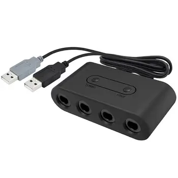 

4 Ports GC Controllers USB Adapter Gamecube Controller Adapter Fit for Wiiu/NS Switch/PC Console Support