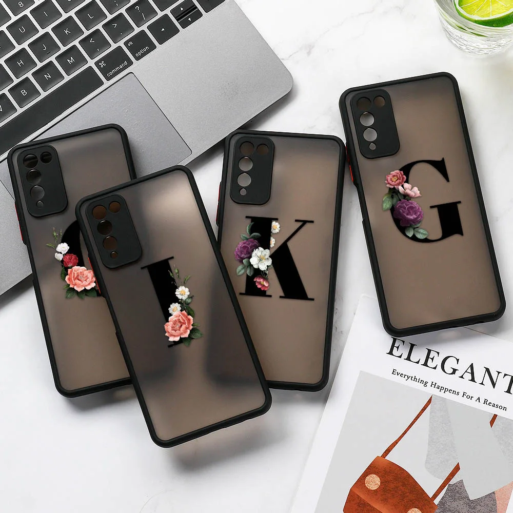 Case for Samsung Galaxy A51 A71 A12 A52S A52 A70 A72 A50 Funda A42 A32 A31 A30 A21S A21 A20s A11 A10s M31 Floral Alphabet Covers
