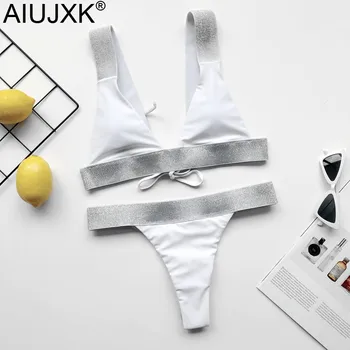 

AIUJXK New 2020 Glitter Patchwork Swimwear Women Biquini Bra Set Summer Lingerie 2 Pieces Swimsuit Female Sexy Bathing Suit