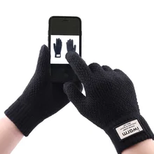 Зимняя Осенняя вязаная Glovess сенсорный экран мужские утепленные шерстяные имитация кашемира однотонные перчатки 1 пара