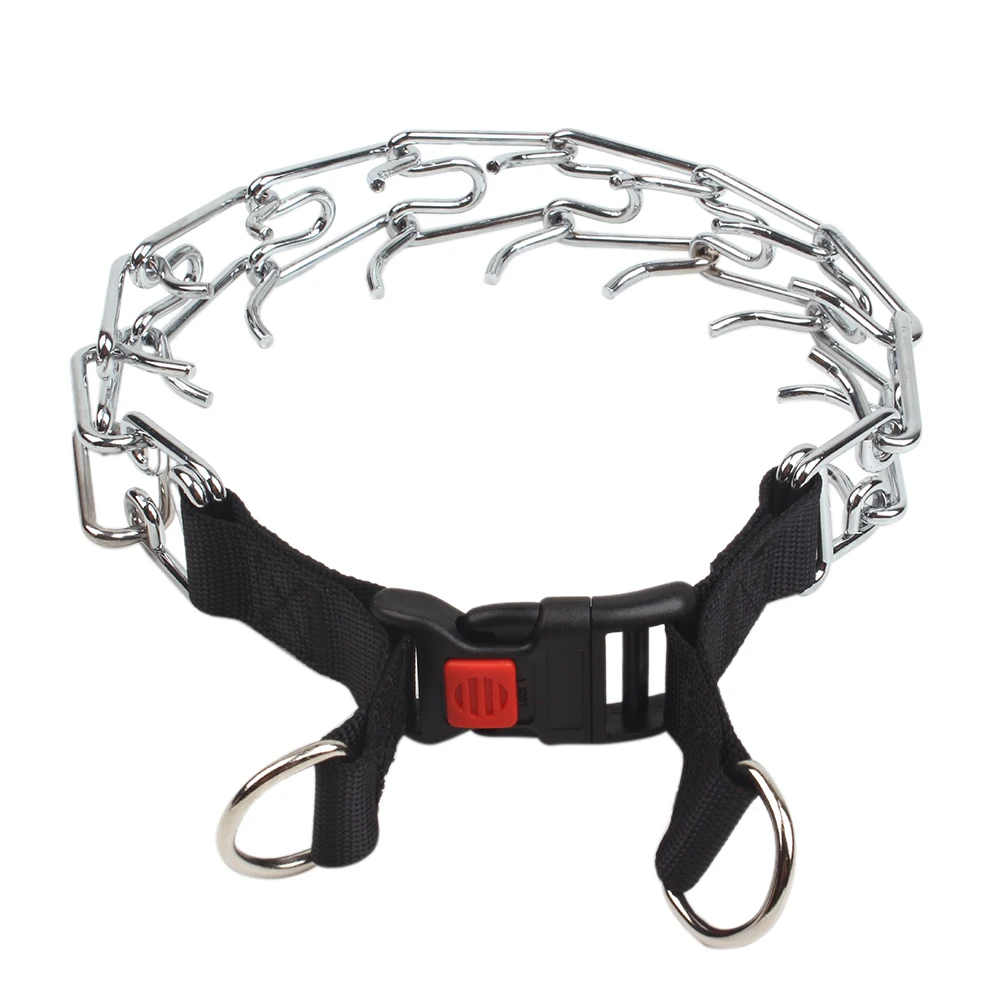 Pet Choker Quick Release Durable Chain Iron Outdoor Walking Dog Prong Collar With Snap Buckle Pinch Training Puppy Practical