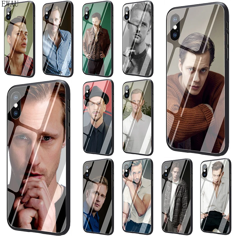

EWAU Skarsgard Tempered Glass phone case for iphone 5 5s SE 6 6s 7 8 plus X XR XS 11 pro Max