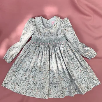 

autumn baby girls smocked dress embroidered handmade cotton princess boutiques children princess dress