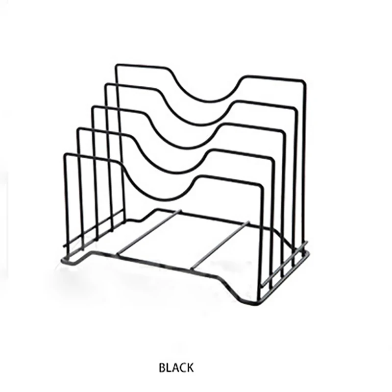 Кухня Органайзер Крышка Для Сковороды стойка держатель разделочной доски стеллаж для хранения Кухня аксессуары Нержавеющая сталь кастрюлю крышкой полка для тарелок - Цвет: Черный