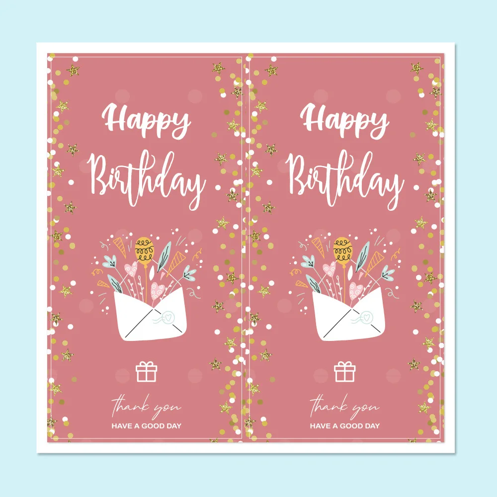 

10-50 Pcs 5*10cm Happy Birthday Stickers Thank You Package Stickers Birthday Party Gift Box DIY Decorative Seal Labels Sticker