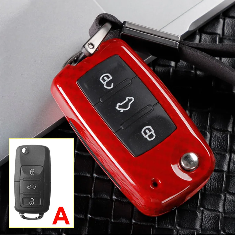 A Carbon Red Новая горячая распродажа цинковый сплав+ силиконовый чехол для ключей от машины чехол Брелок для Skoda Octavia A5 A7 Kodiaq Karoq Superb A7 Fabia Rapid Yeti - Color Name: A Carbon Red