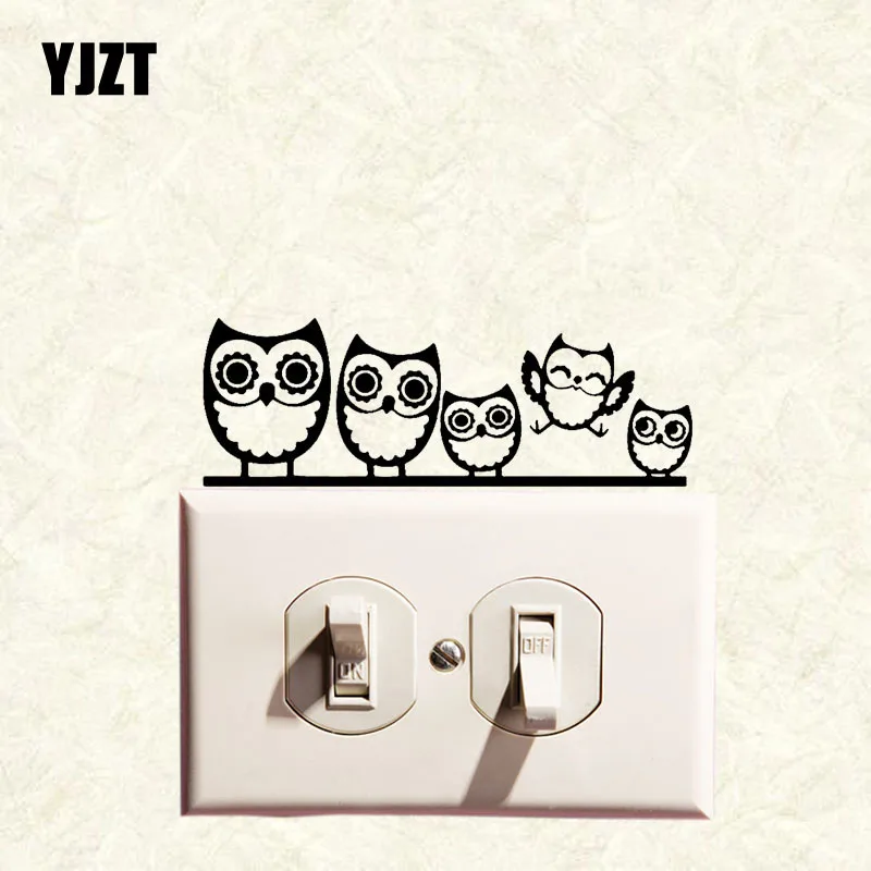 

YJZT Owl Family Vinyl Decal Home Room Decor Wall Switch Sticker Cartoon Animal Pattern S19-0433