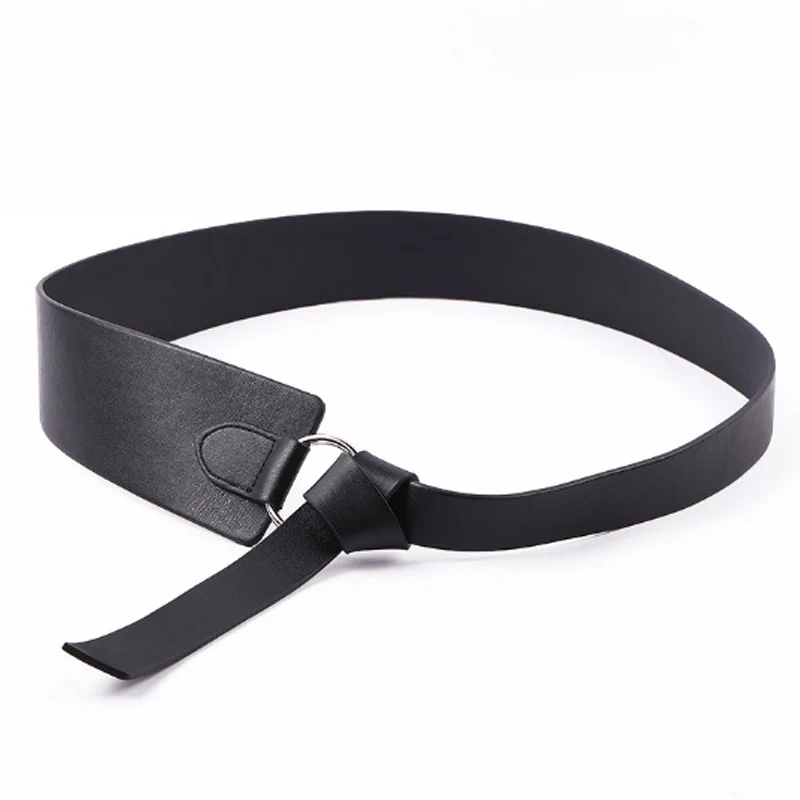 New Black Wide Corset leather Belt Female Tie Waistband thin brown Bow leisure Belts for Women Wedding Dress Waistband lady