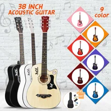 38 дюймов гитара акустическая народная гитара для начинающих 6 струн Липа с гитарным корпусом Stra тюнер палочки стальные струны