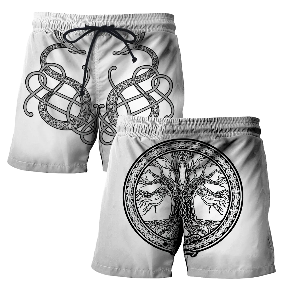 Norse Mythology Tattoo Dragon 3D Printed Mens Shorts Unisex Streetwear Summer Beach Loose Shorts Casual Pants Polyester SDM03