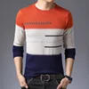 2022 Autumn Winter Pullover Men Round Collar Striped  Cotton Sweaters Slim Fit Pull Homme Knitwear ► Photo 3/4