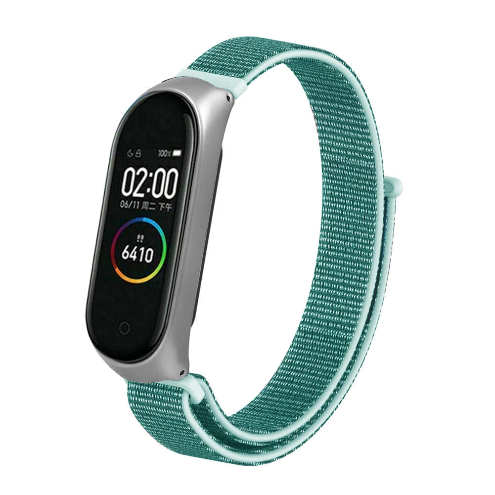 Умный браслет на запястье нейлоновый ремешок для Xiaomi mi Band 3 4 mi Band 4 3 ремешок металлический браслет корпус из нержавеющей стали ремешок на запястье - Цвет ремешка: Sky Blue