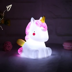 Criativo led unicórnio noite luz colorida bateria energia dos desenhos animados silicone quarto lâmpada de cabeceira para crianças crianças presente do bebê 2022