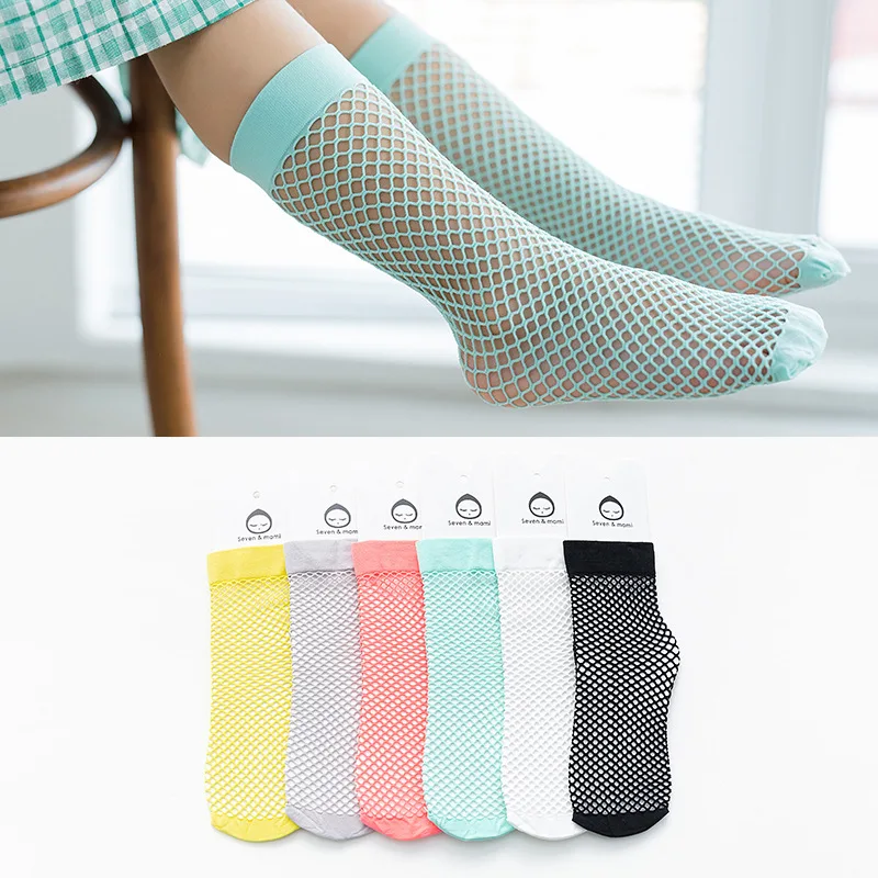 2021 Spring and Summer New Large Mesh Breathable Children's Socks Jelly Color Children's Fishing Net Socks 1-8 years old