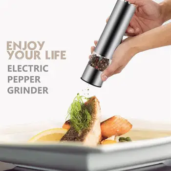 

2pcs Electric Pepper Grinder Multi-purpose Stainless Steel Grinder Pepper Mill Tool for Home Kitchen Resturant without Battery