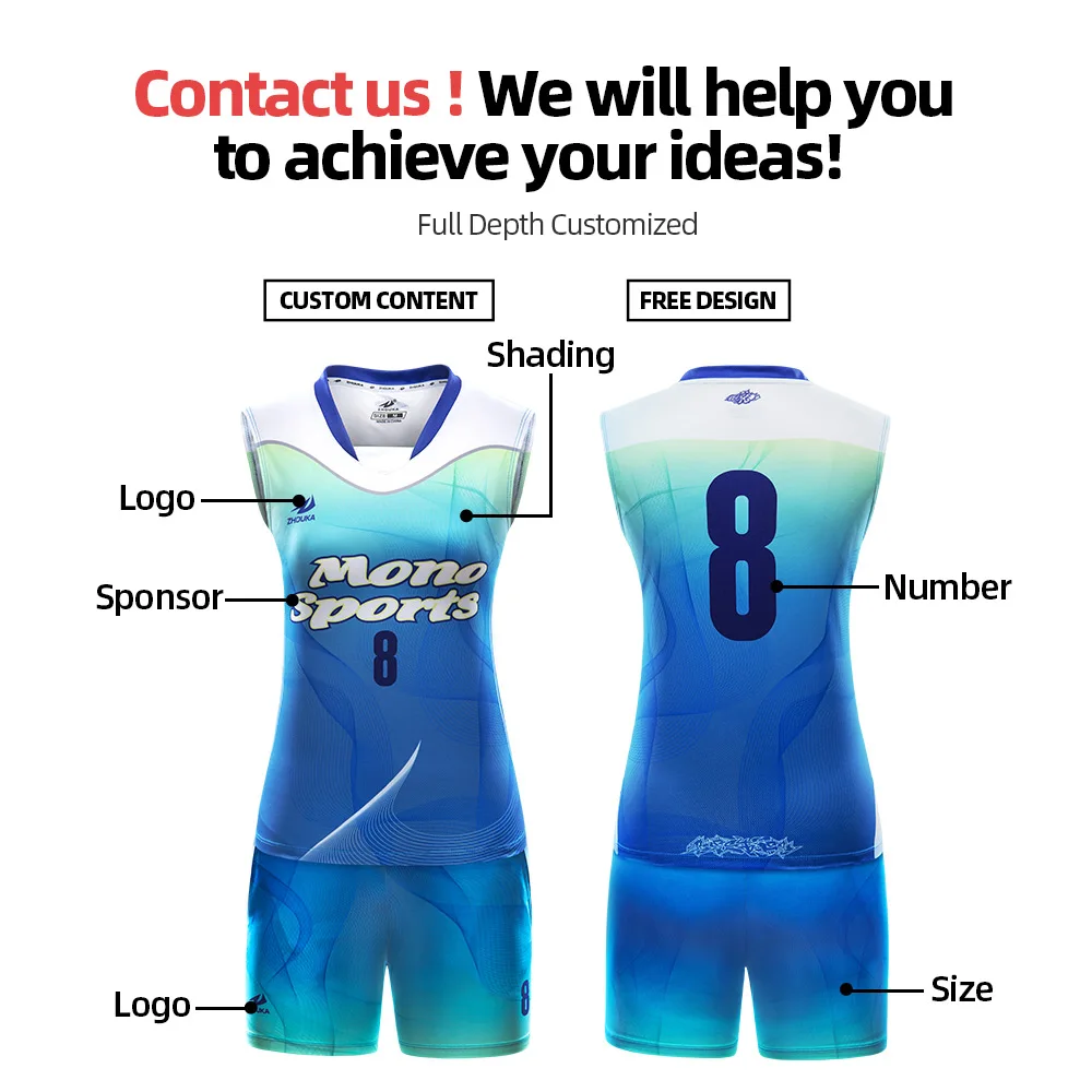 volleyball Jersey Camiseta Voleibol Shirts Kit Breathable Sublimation Printing Volleyball Uniform For Men Women