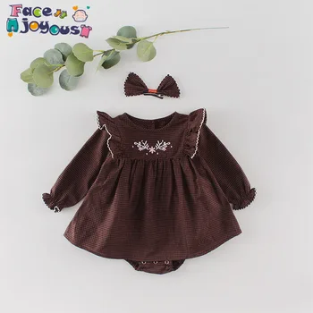 

2020 Spring New Baby Girls Princess Dress Long Sleeve Floral Girls Bodysuit Baby Girl Clothes Toddler Baby Onesie Outfits