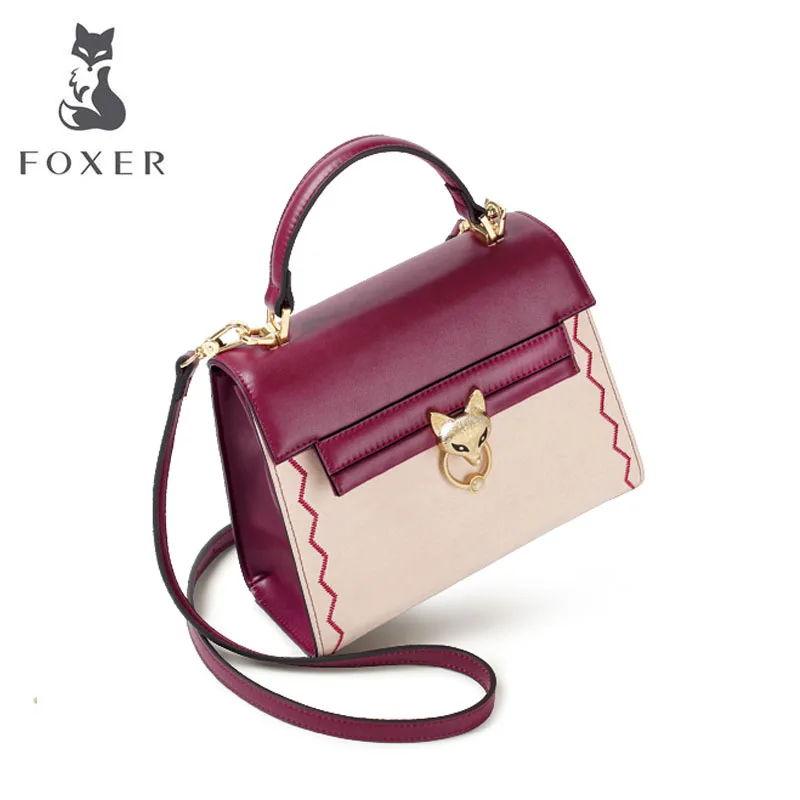 FOXER женские кожаные сумки Воловья кожа модная сумка роскошные дизайнерские