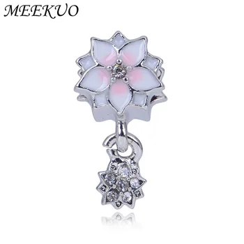 

Fit Original Charm Bracelet Beads Charms Ten Mile Peach Blossom Enamel Charm Pendant DIY Women Jewelry