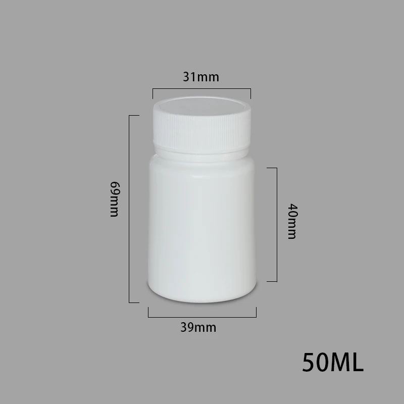 100 шт./компл. 20 мл пустые Пластик бутылки для медицины капсулы таблетки Еда Класс контейнер для хранения с крышкой BPA бесплатно - Цвет: 100 set of 50ML