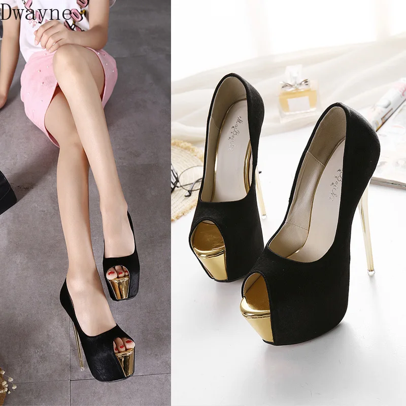 Женские замшевые туфли на высоком каблуке 16 см европейские и американские