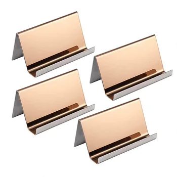 

4 Pack Stainless Steel Business Cards Holders Desktop Card Display Business Card Rack Organizer