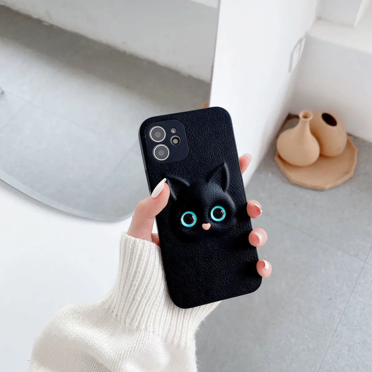 Case de Telefone para o Iphone Bonito dos Desenhos Capa para Iphone 8 Plus x xr xs 3d Animados Gato Silicone 11 Cases 12 Pro Max 6s 7 9 pro max 6s 7 8 plus x