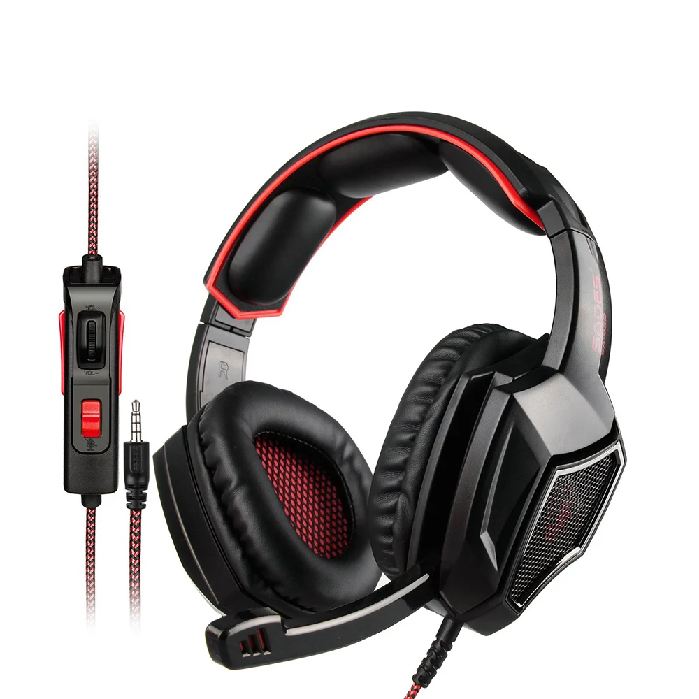 SADES SA-920 Plus, проводные Игровые наушники 3,5 мм, игровая гарнитура с микрофоном, наушники с регулятором громкости для ПК, ноутбуков, смартфонов - Цвет: Красный