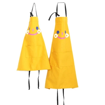 

Yellow Cotton Parent-Child Apron Sleeveless Bib Painting Smock Adult Children Japan and South Korea Apron