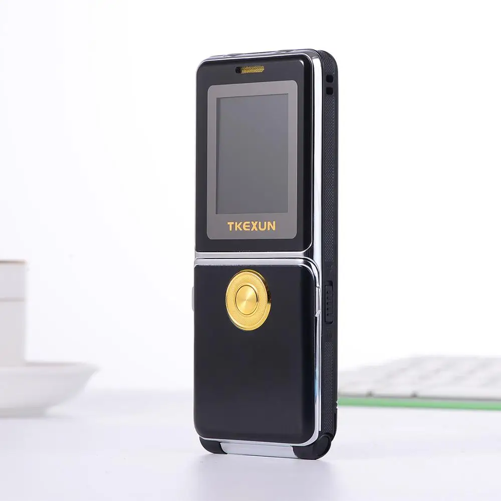 Black TKEXUN G6000 флип металлический корпус мобильный телефон Dual SIM Quad Band двойной фонарик SOS быстрый набор большой голосовой мобильный телефон - Цвет: Black