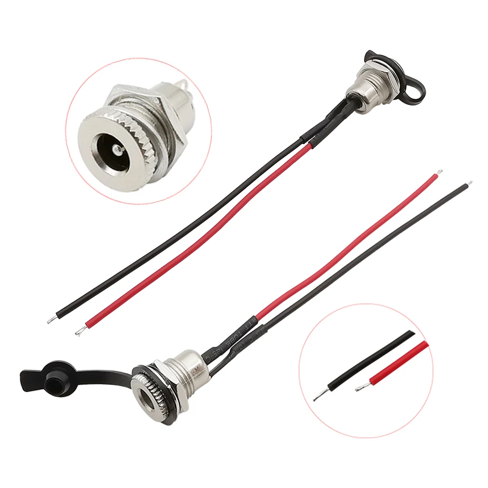 DC-099 Adattatore jack femmina di alimentazione CC 5.5x2.1mm Connettore presa per montaggio a pannello con jack CC filettato con cappuccio impermeabile 20AWG 10/15/20CM