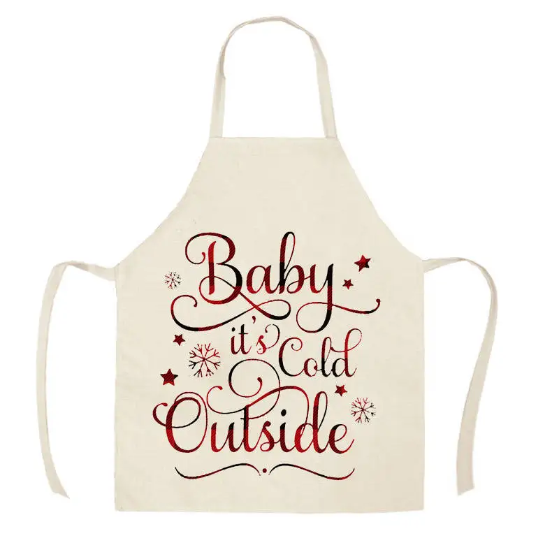 Christmas Tree New Year Kitchen Aprons for Woman Man Home Cooking Baking Shop Cleaning Cotton Linen Apron WQi852