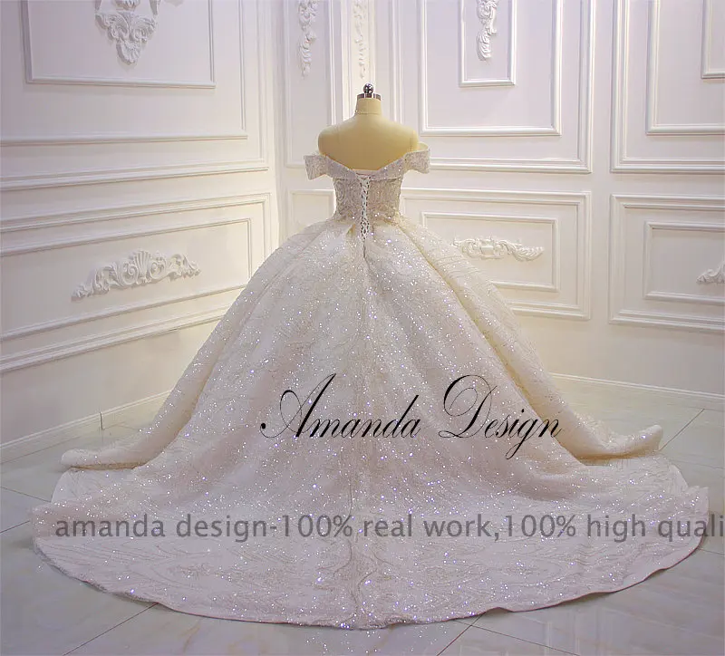 Аманда дизайн vestido boda mujer invitada с открытыми плечами блестящее бисерное свадебное