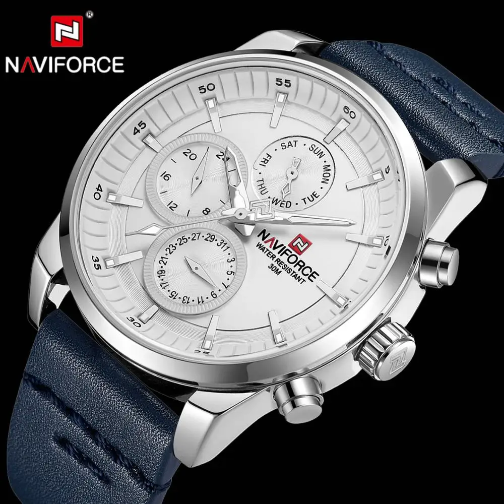 Часы наручные NAVIFORCE мужские в стиле милитари брендовые Роскошные модные с