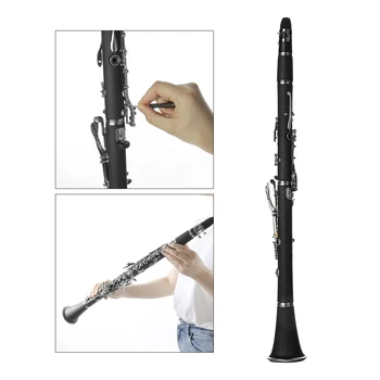 

B Flat Clarinet Black, Silver Keys with Case Kit for Student Beginner