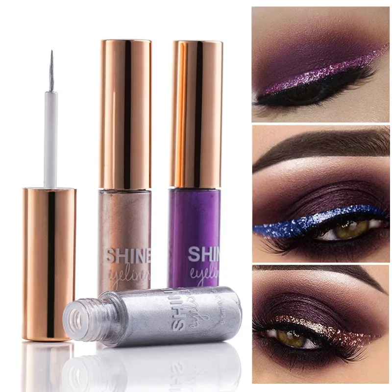 Профессиональная блестящая подводка для глаз блестящая косметика для подводки глаз цвет серебристый, розовый, золотистый жидкий удобный и дышащий Стильный Простой