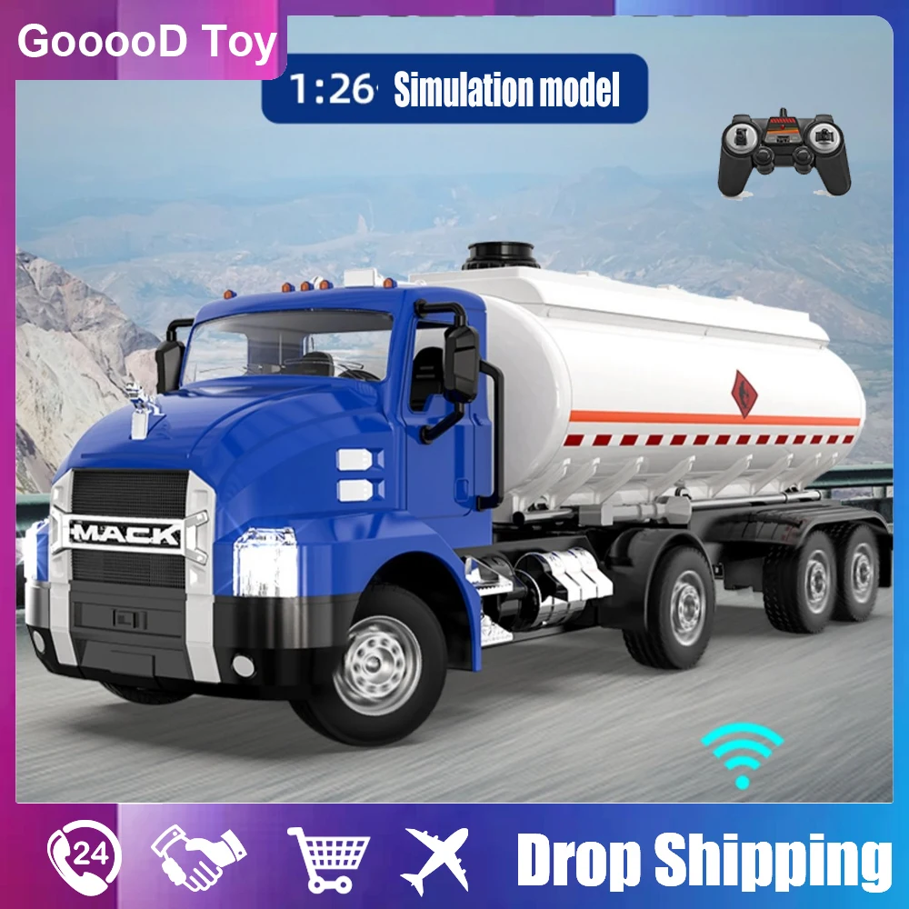 

1:14 Rc Car 2.4G Radio Controlled Truck Tanker Trailer Water Spray Pull Back Sprinkler Vehicle Model Toys for Boys Children Kids