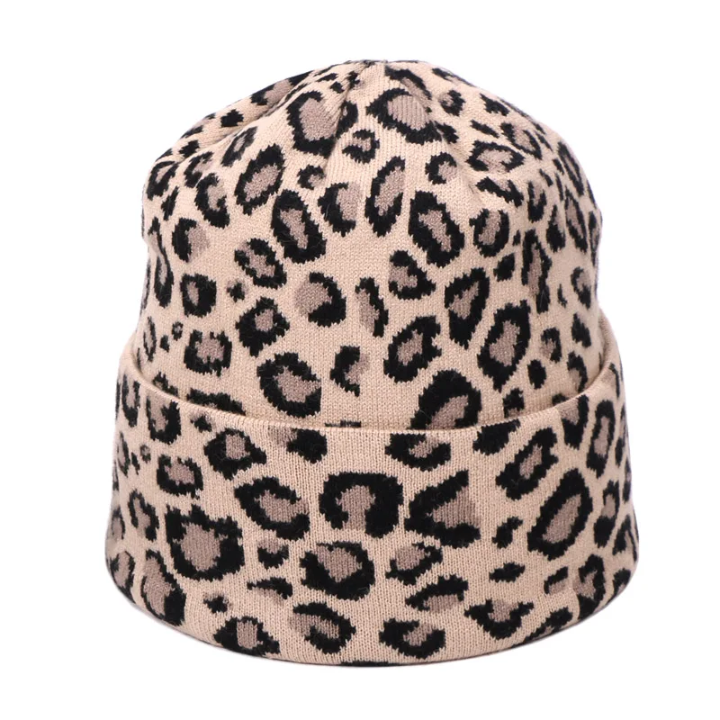 Зима с леопардовым принтом вязаная шапочка-бини осень-зима крючком теплая шапка-ушанка, шапка кепки унисекс уличные шляпы Шарф