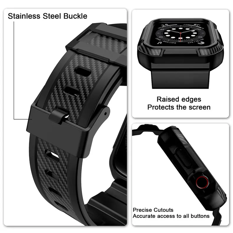 Bracelet résistant aux chocs pour apple watch série SE 6 5 4 3 2, coque de protection, bracelet de poignet pour iwatch 44mm 42mm