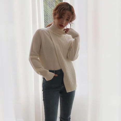 Толстый Пуловер, водолазка, свитер, черный укороченный Harajuku Blusa De Frio Feminina, корейский стиль, женский свитер, женский свитер, вязанный - Цвет: apricot