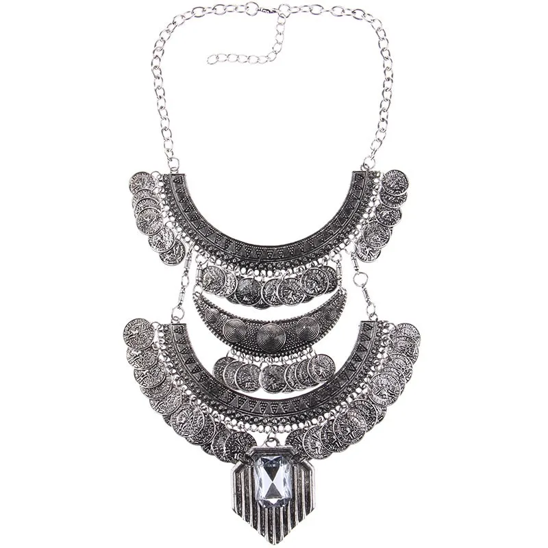 NAP1002 Колье с монетой и кулоном, винтажная Хрустальная инструкция Maxi Choker Collier, женские бохо, большие модные украшения для женщин, подарки - Окраска металла: NAP1002