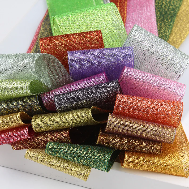 Gold Silver Glitter Silk Satin Ribbons Crafts Wedding Decorative DIY Bow Christmas Gift Wrap Decor 10Meters satin ribbons,ribbon decoration,ribbon supplies,grosgrain ribbon