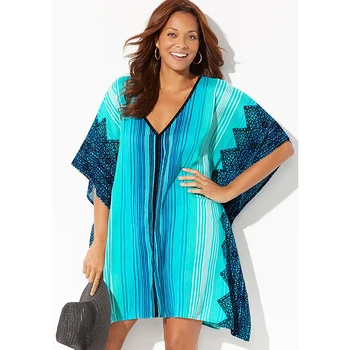 

Plus size Swim suit Cover up Tunic for Beach Sarong Beachwear Print Beach Cover up Women Casual Loose Dress Pareo Kaftan Dress