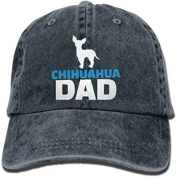 

Chihuahua Dad with Dog Adult's Denim Sun Hat Adjustable Baseball Cap