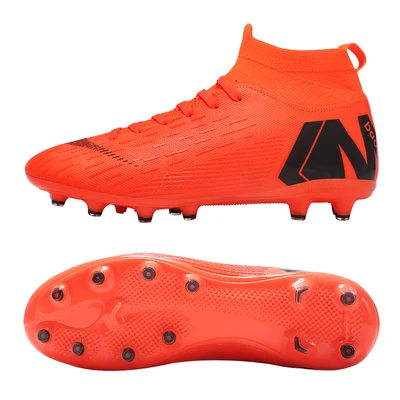 New Soccer Shoes Men High Top Training Ankle AG/TF Sole Outdoor Cleats Sport Shoes Spike Women Crampon Football Turf Boots Mens - Цвет: see chart