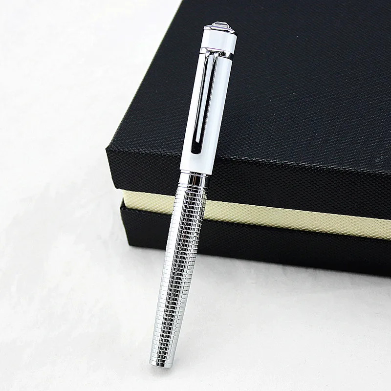 Jinhao 450 Роскошные чистый молочно-Ручка-роллер высокое качество металла Сталь шариковых ручек с подарочной случае офиса подарки