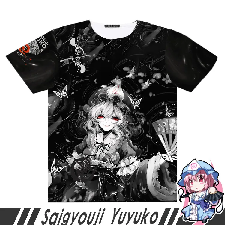4 Аниме TouHou Project Hakurei Reimu Saigyouji Yuyuko Косплей Футболка полный графический с коротким рукавом унисекс студенческий Casula летние топы - Цвет: 4