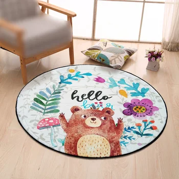 

80*80CM Printed Computer Chair Floor Mat Round Carpet Children Bedroom Play Tent Area Rug