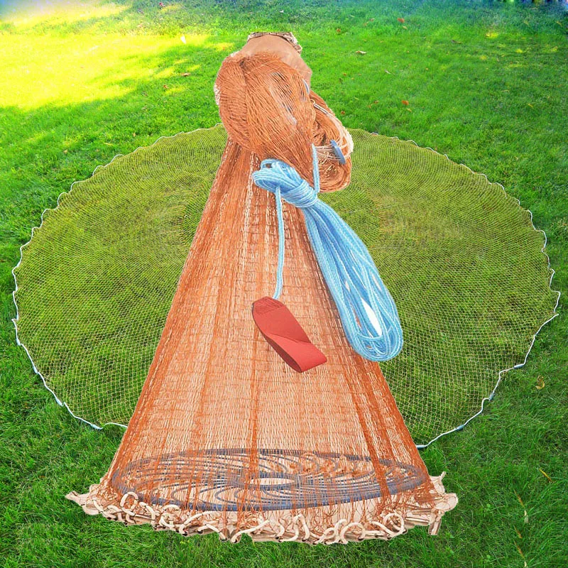 

New 2019 American Hand Cast Net with Flying Disc High Strength Fly Cast Fishing Network 300/360/420/480/540/600/720cm Throw Net